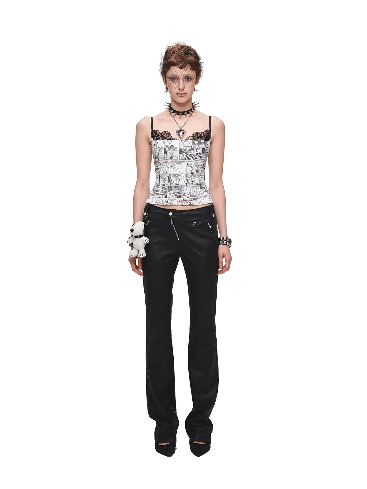 1jinn snoopy vintage newsprint boned lace bustier 17