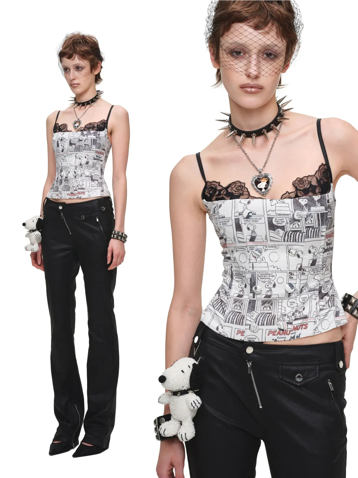 1jinn snoopy vintage newsprint boned lace bustier 19