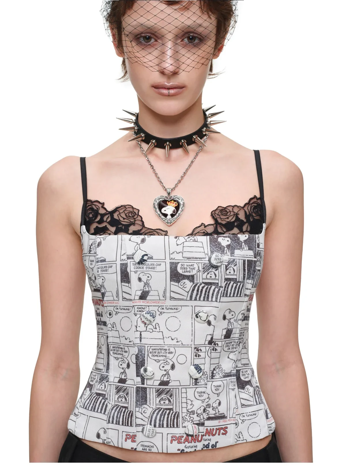 1jinn snoopy vintage newsprint boned lace bustier 21
