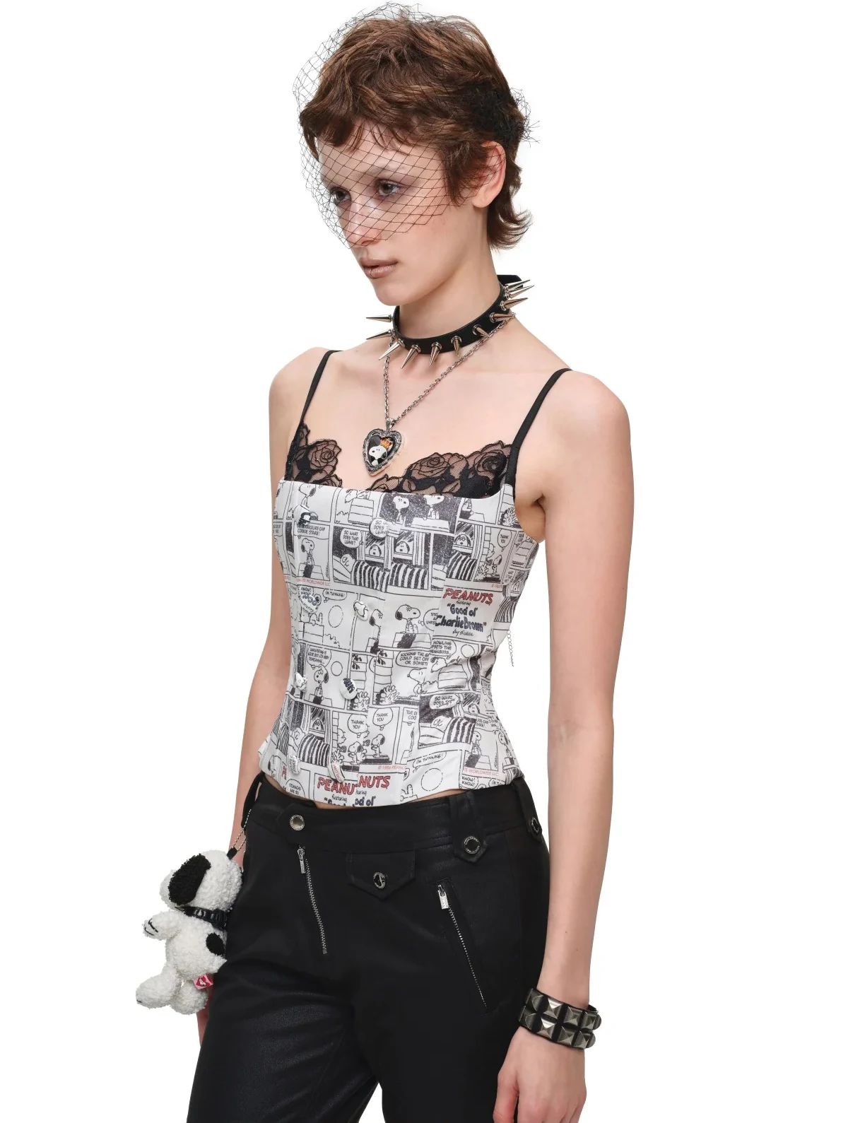 1jinn snoopy vintage newsprint boned lace bustier 23