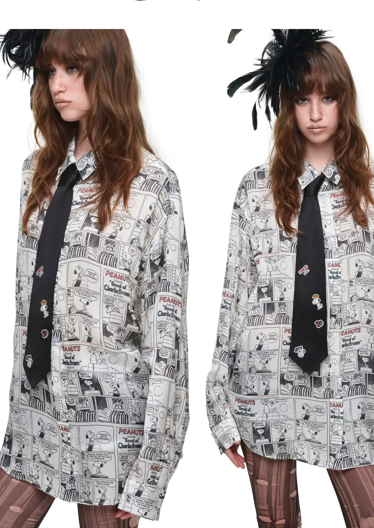1jinn snoopy vintage newsprint satin shirt 11