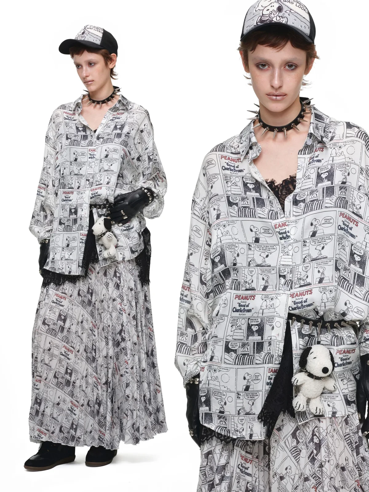 1jinn snoopy vintage newsprint satin shirt 14