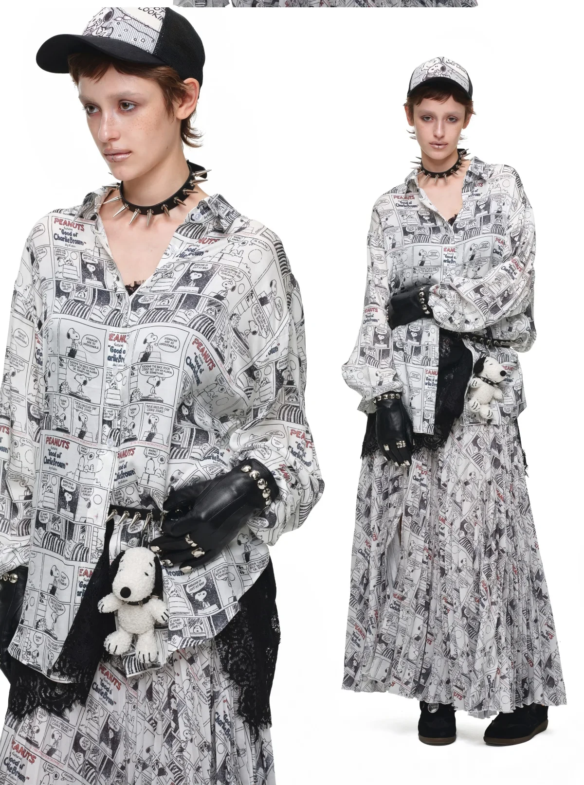 1jinn snoopy vintage newsprint satin shirt 17