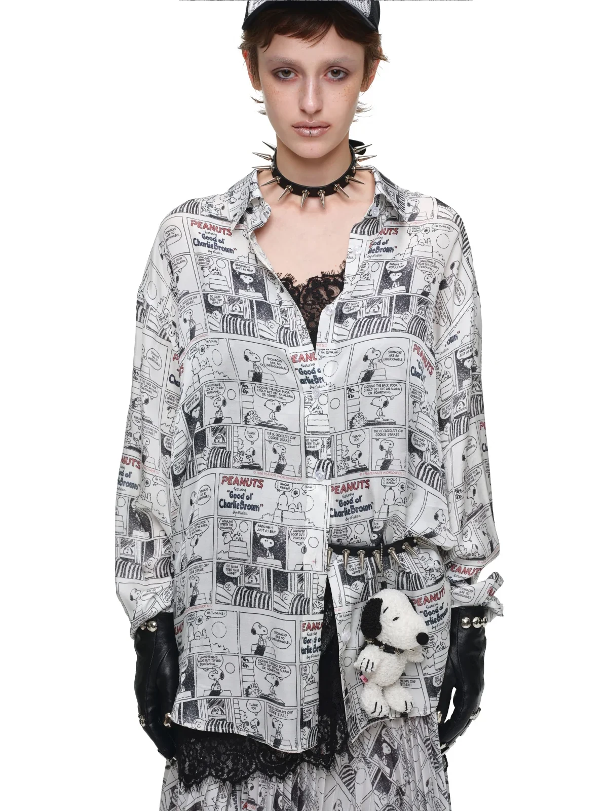 1jinn snoopy vintage newsprint satin shirt 19