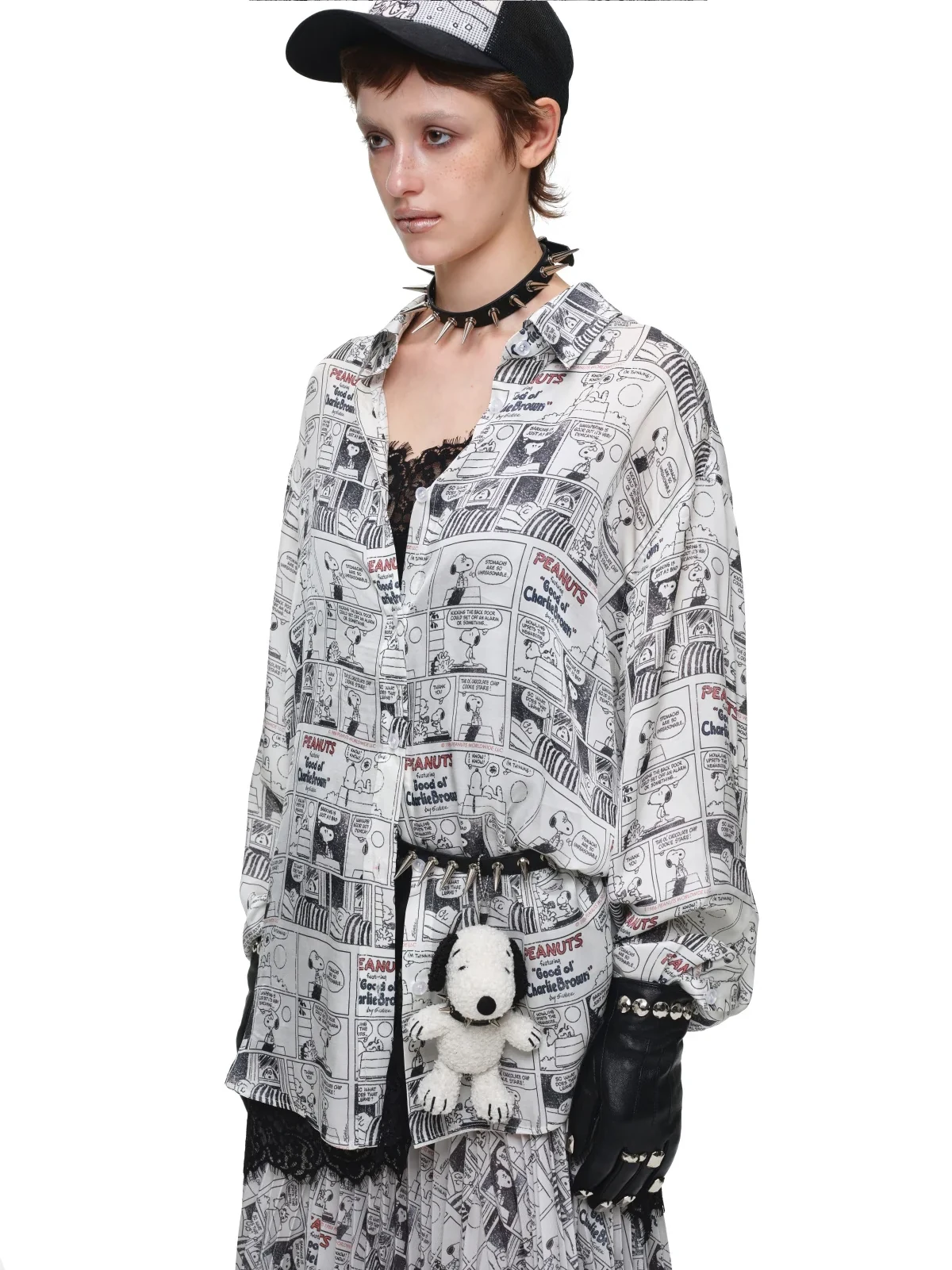 1jinn snoopy vintage newsprint satin shirt 20