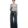 1jinn snoopy vintage newsprint sheer stretch top 3