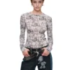 1jinn snoopy vintage newsprint sheer stretch top 10