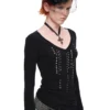 1JINN studded rhinestone V-neck knit top