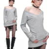 1jinn studded v neck off shoulder sweatshirt top 3