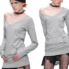 1jinn studded v neck off shoulder sweatshirt top 6