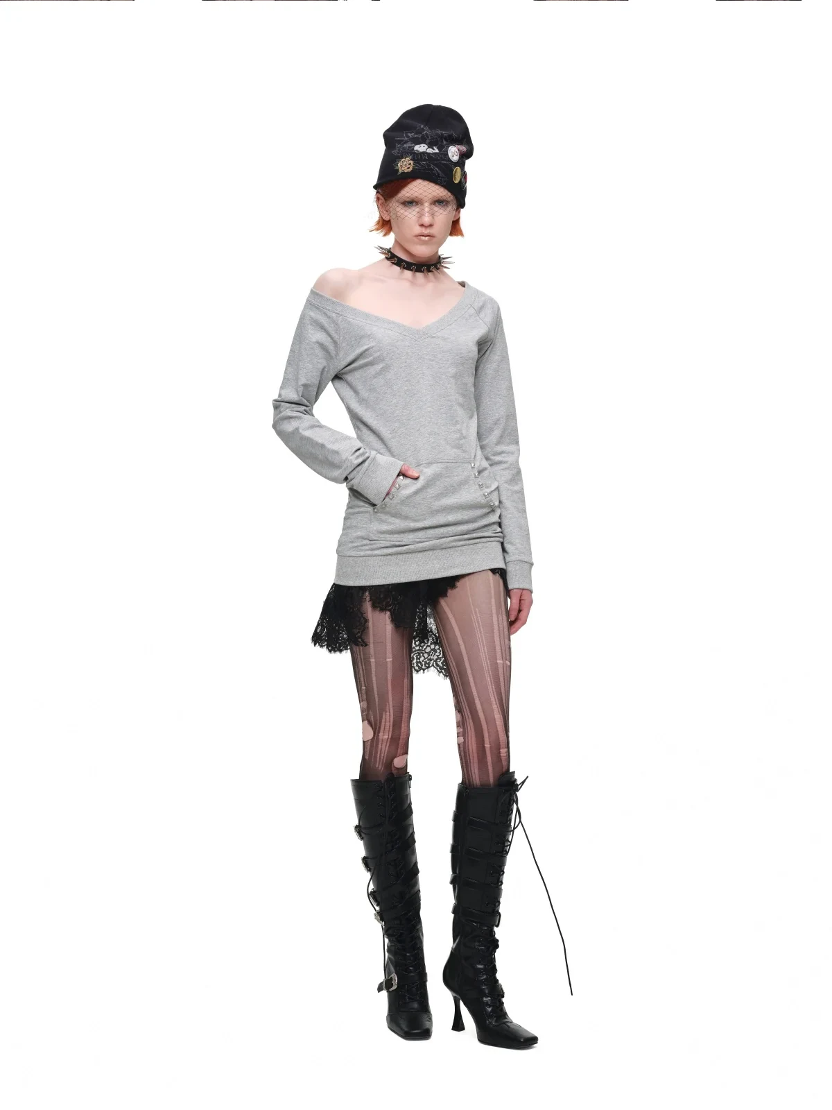 1jinn studded v neck off shoulder sweatshirt top 7