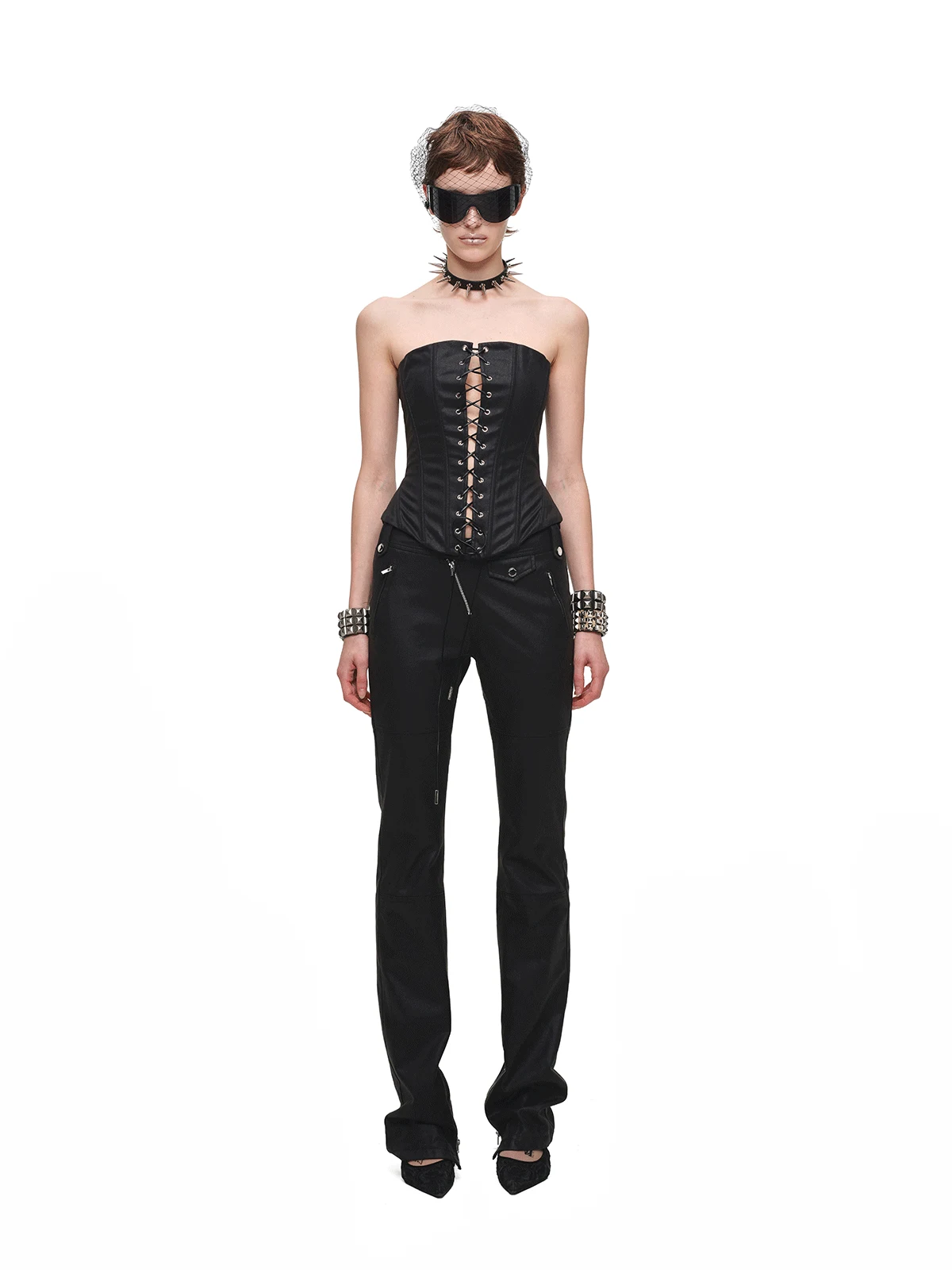1jinn washed leather boned corset bustier 3