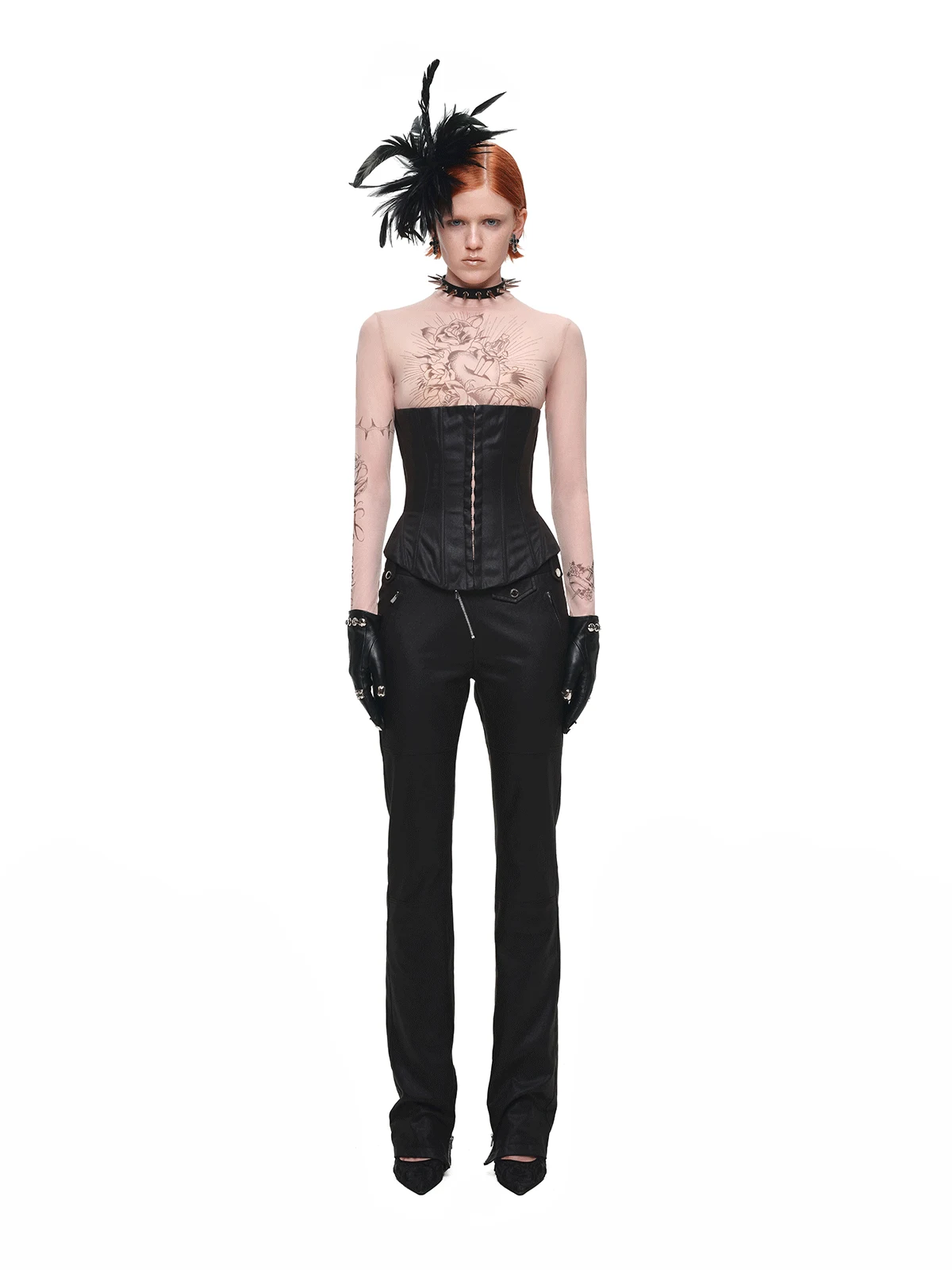 1jinn washed leather boned corset bustier 18