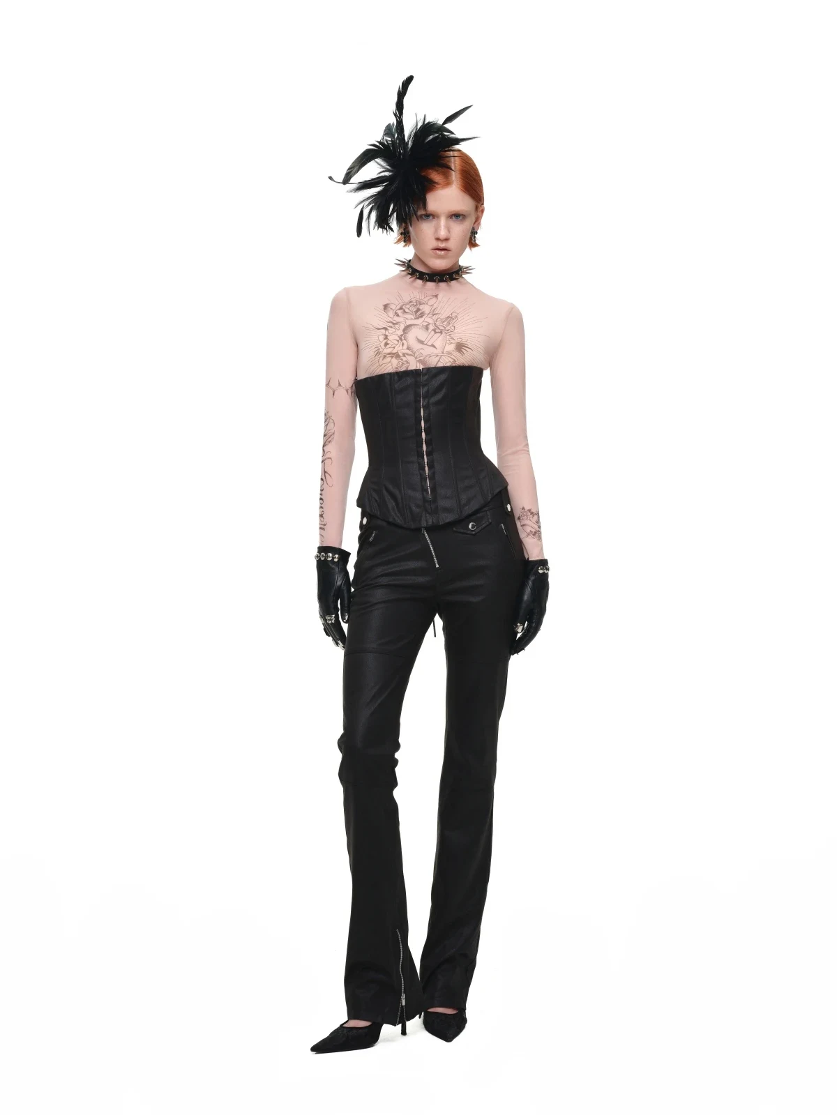 1jinn washed leather boned corset bustier 19