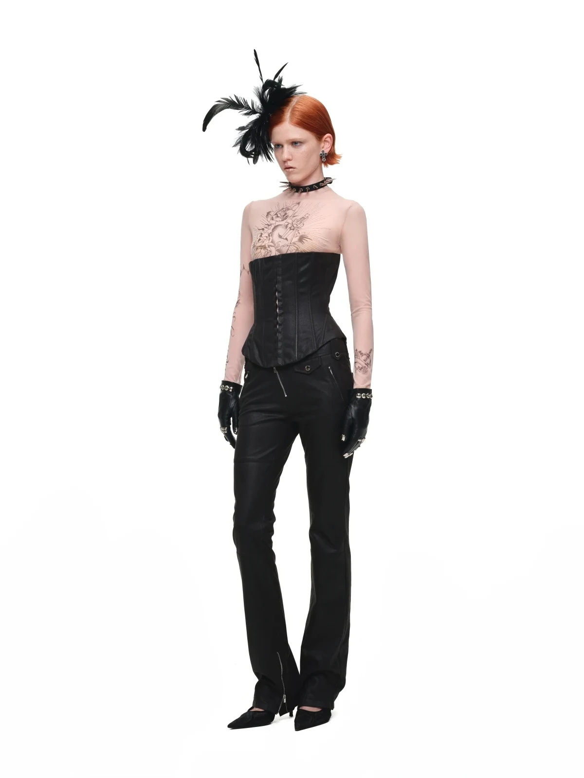 1jinn washed leather boned corset bustier 20