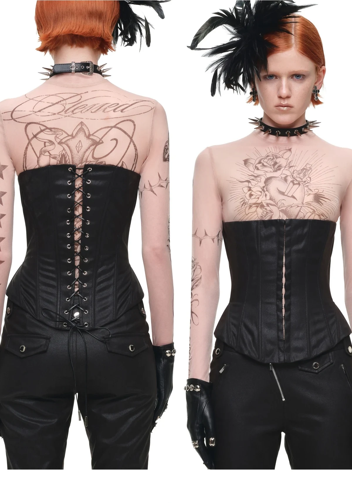1jinn washed leather boned corset bustier 21