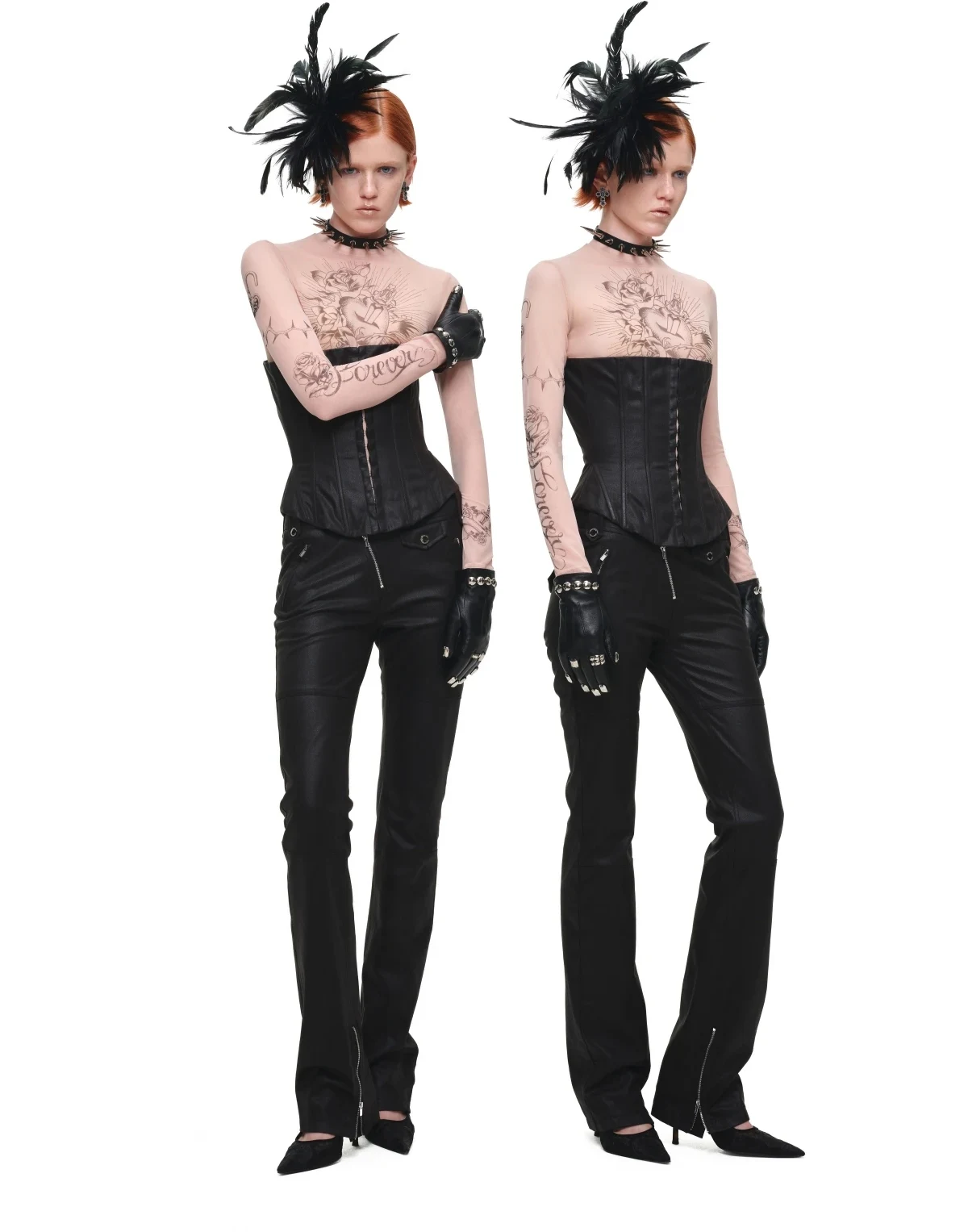 1jinn washed leather boned corset bustier 23