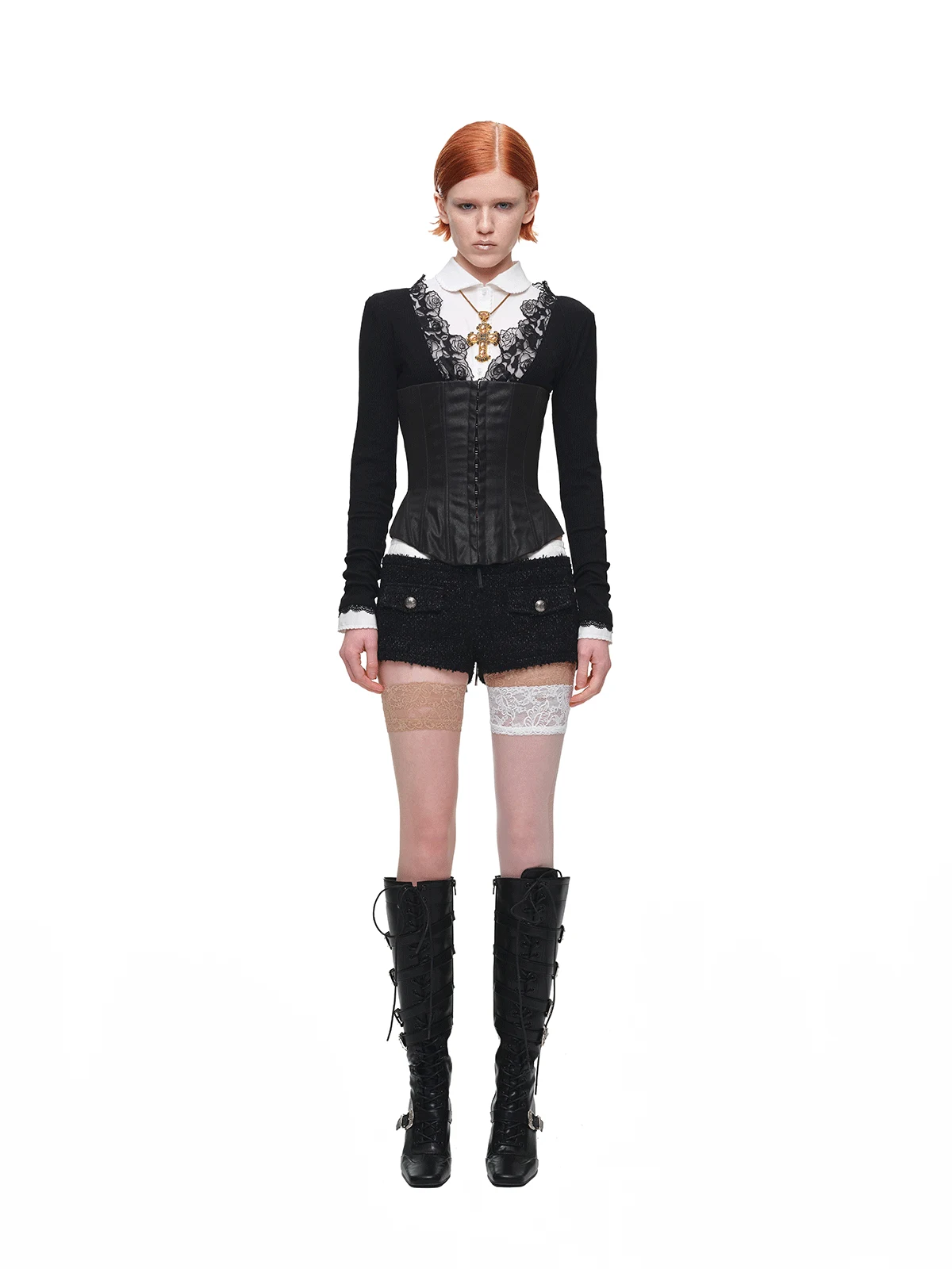 1jinn washed leather boned corset bustier 24