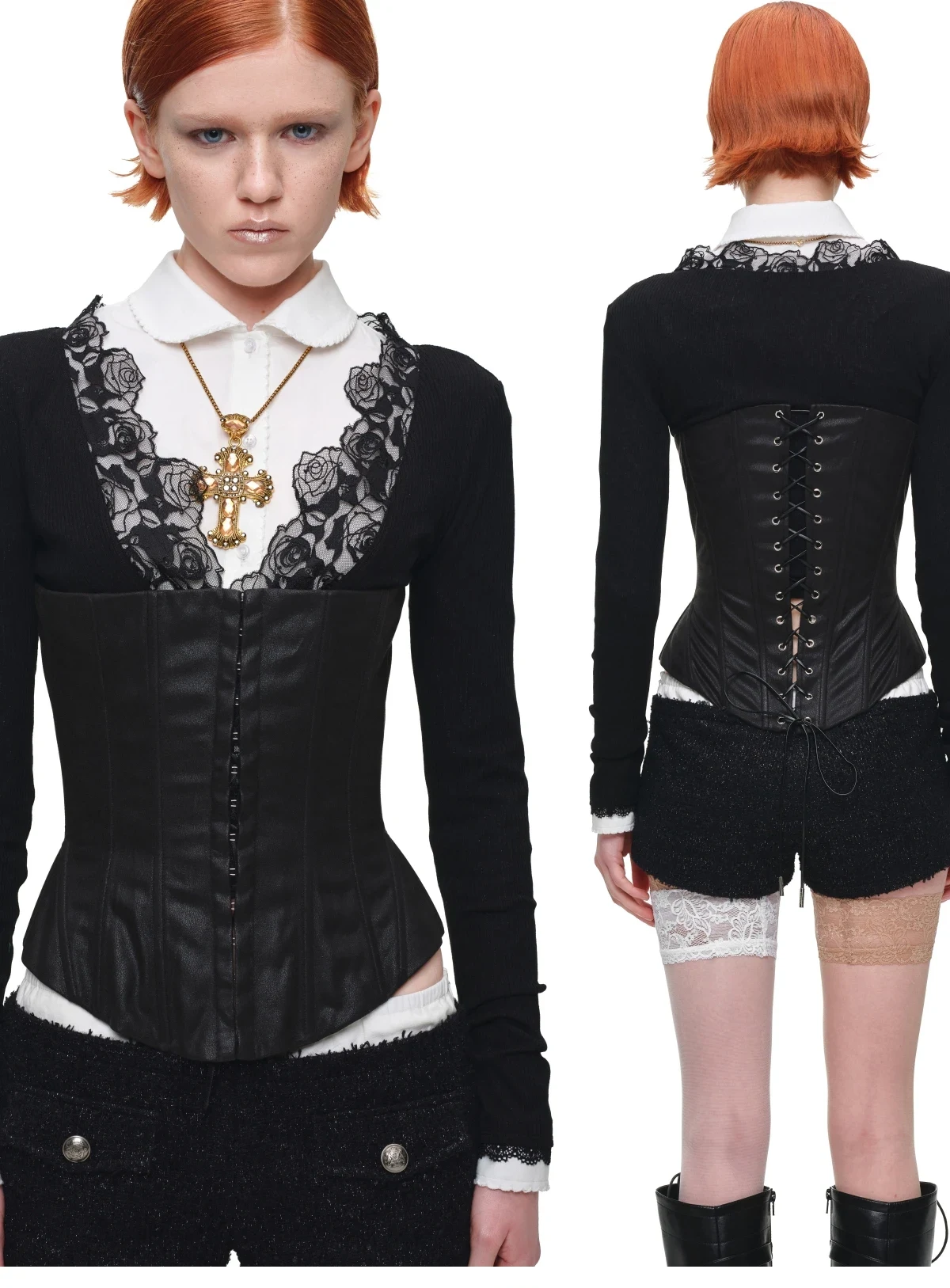 1jinn washed leather boned corset bustier 25
