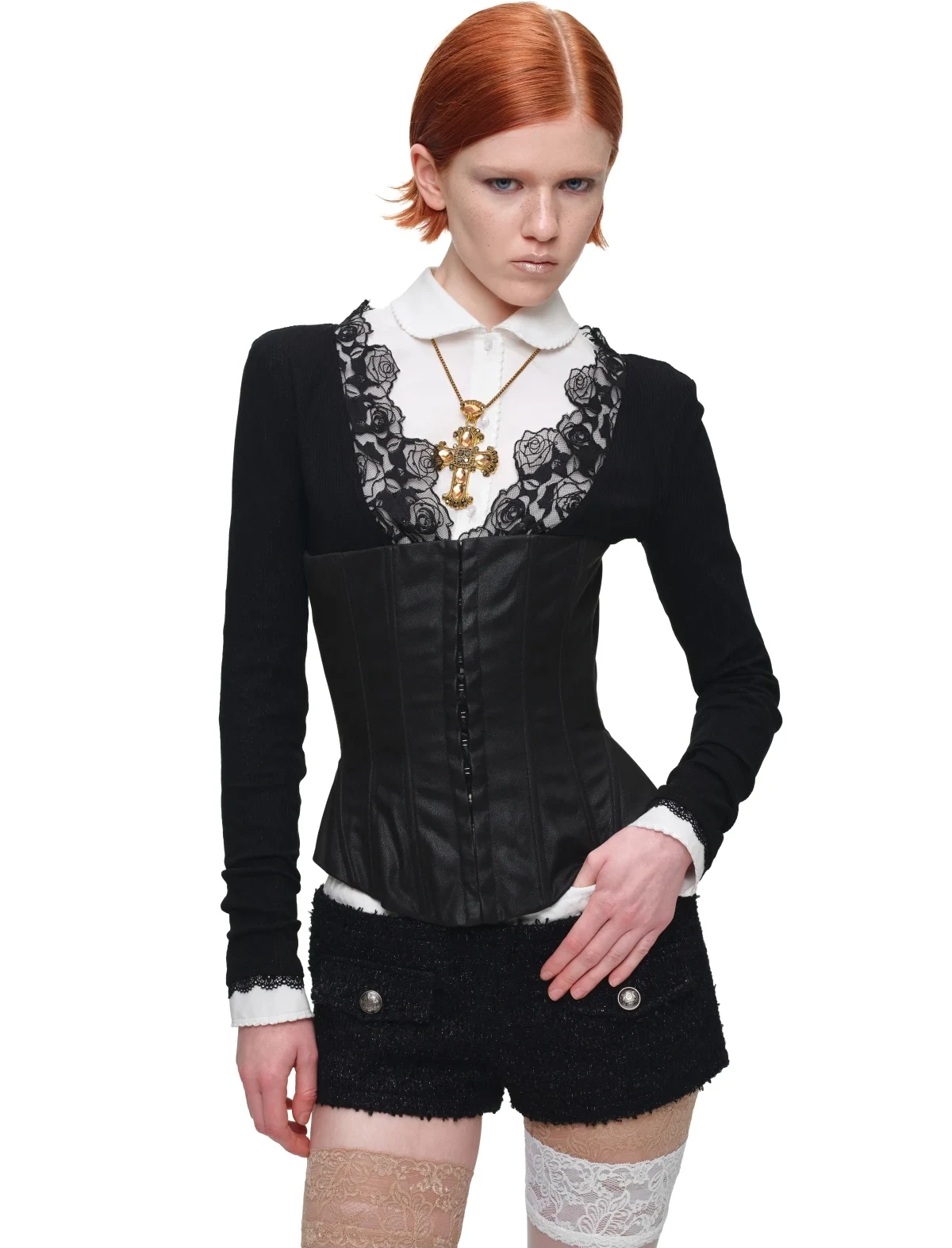 1jinn washed leather boned corset bustier 26