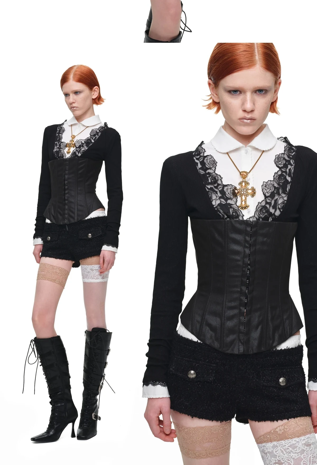 1jinn washed leather boned corset bustier 28