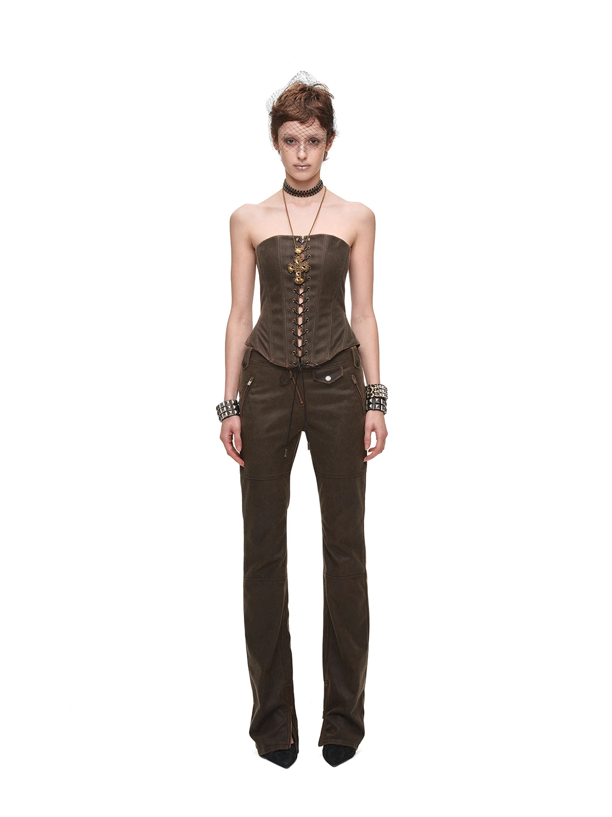 1jinn washed leather boned corset bustier 29