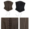 1jinn washed leather boned corset bustier packshot and fabric detail