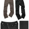 1jinn washed leather slim bootcut trousers packshot and fabric detail