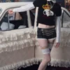 1jinn wool check napoleon laced shorts 2