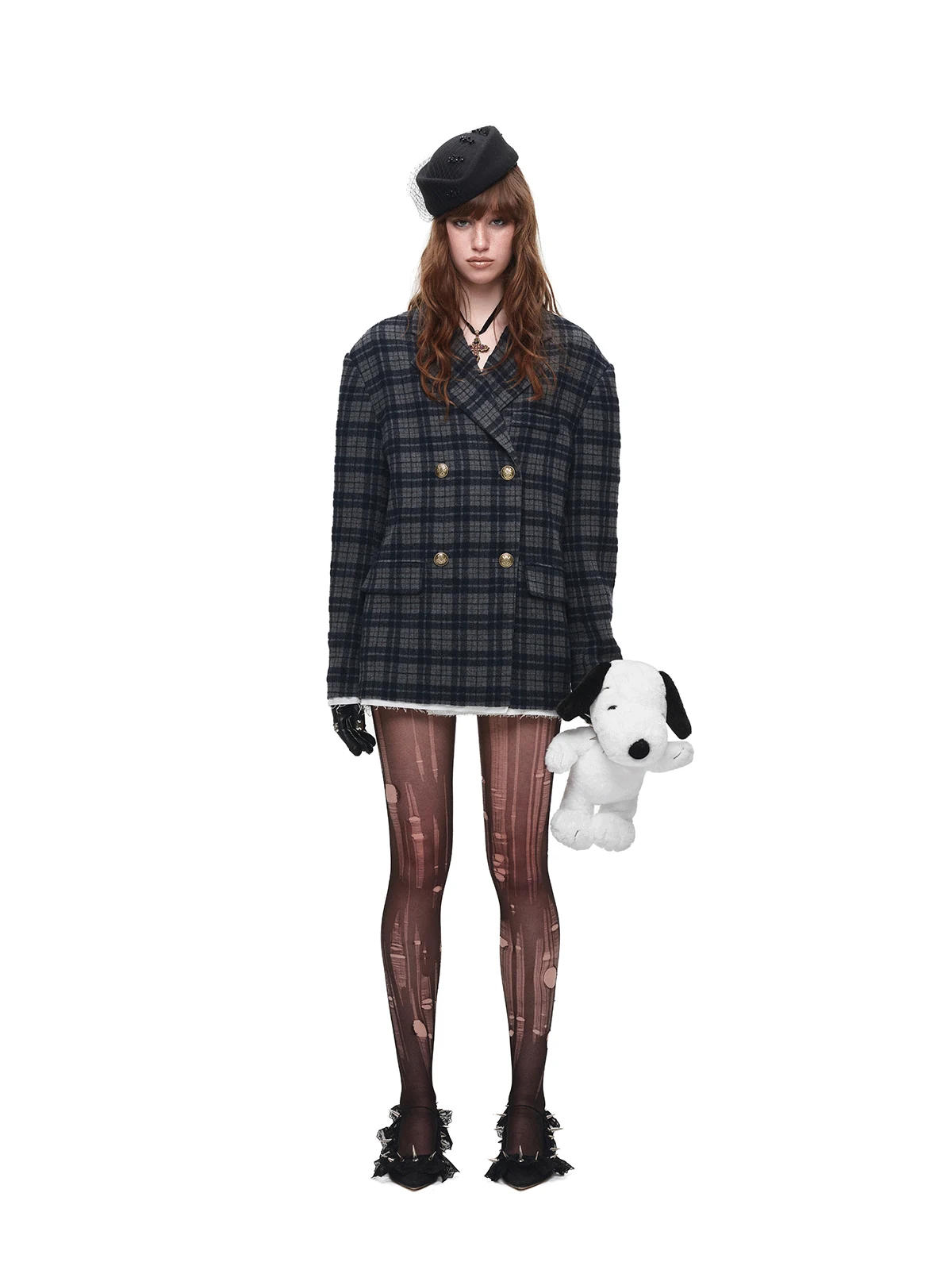 1jinn wool check napoleon laced shorts 11