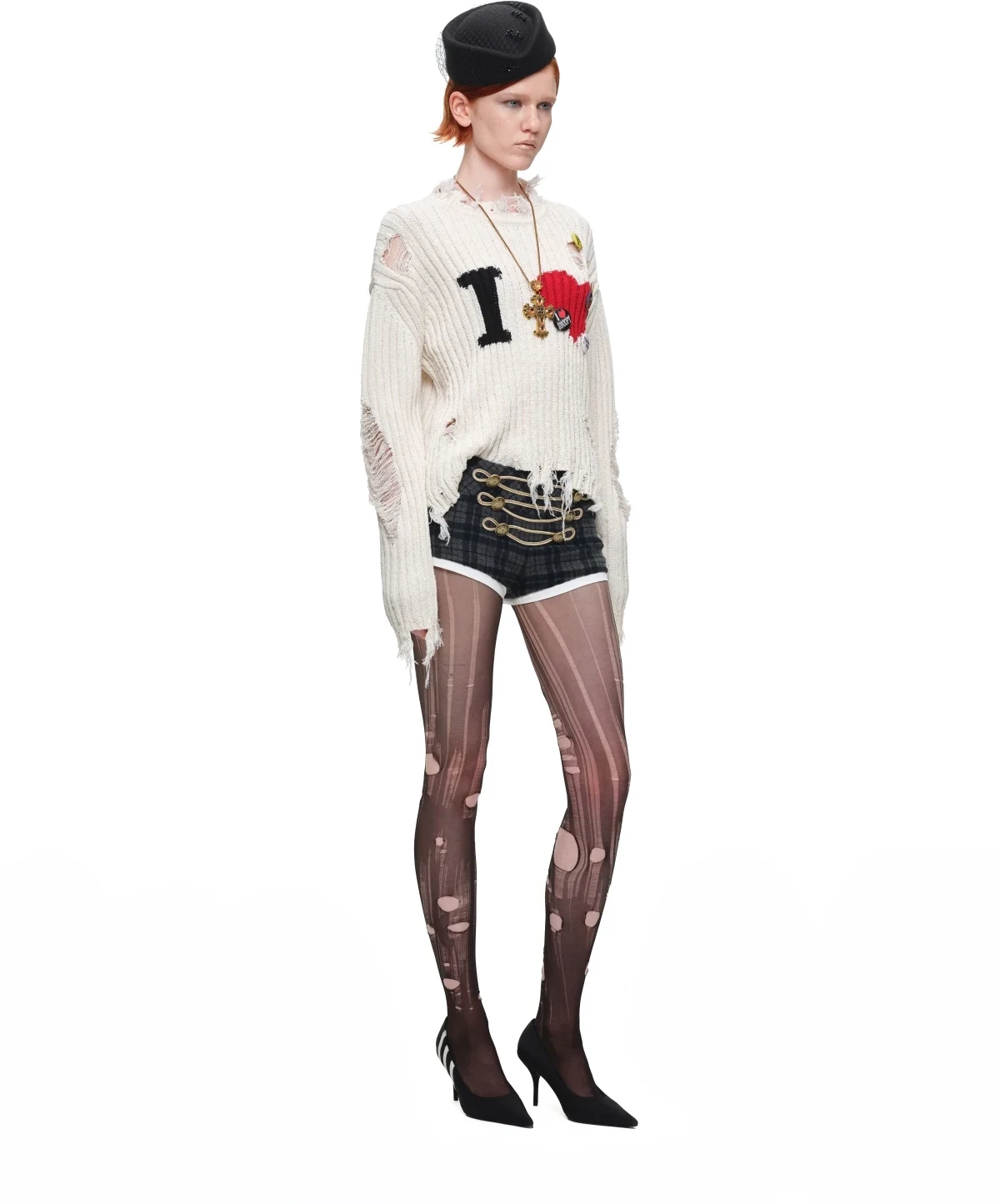 1jinn wool check napoleon laced shorts 19