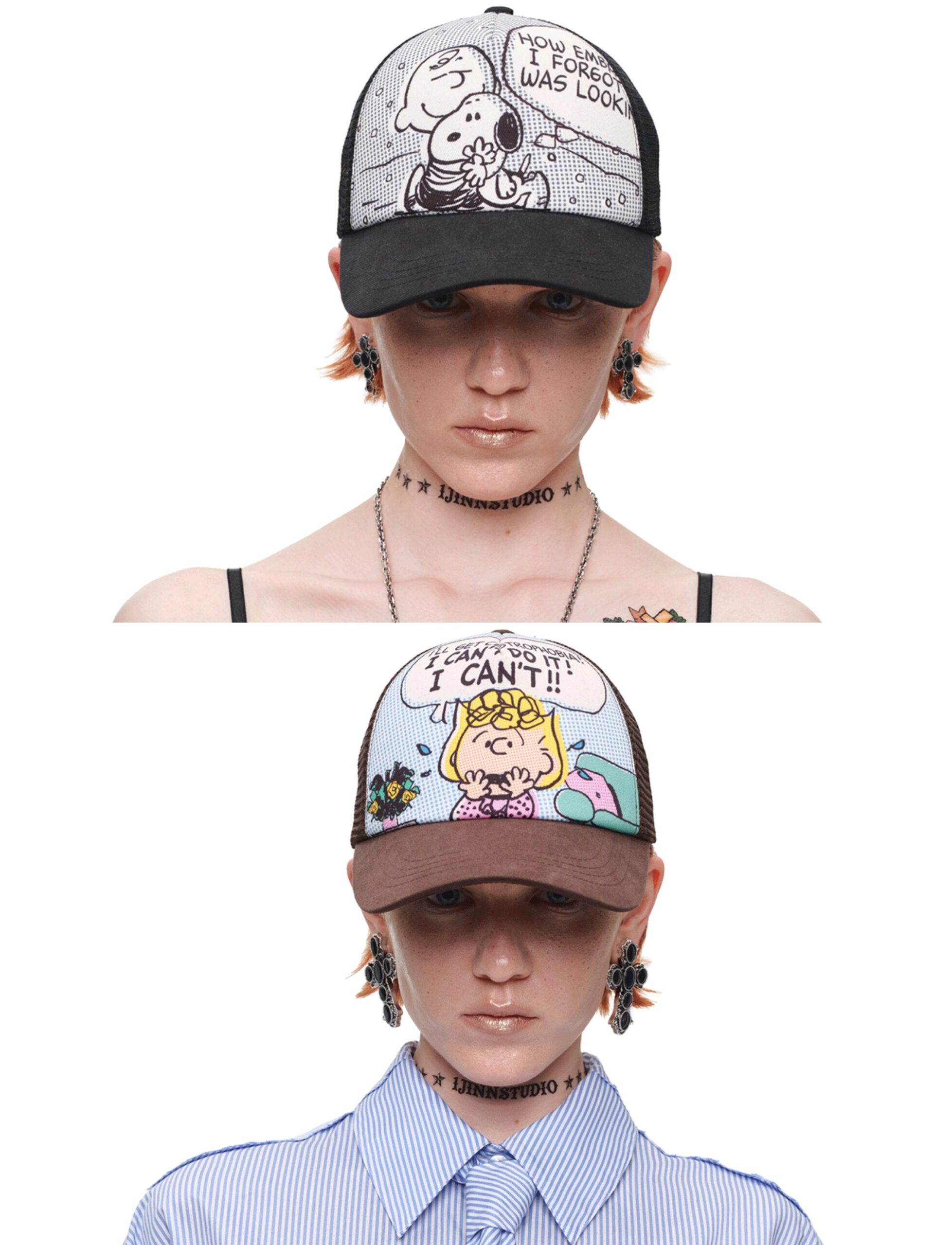 1JINN x SNOOPY ੯‧̀͡⬮ PEANUTS COMIC TRUCKER CAP ♱ 2colors