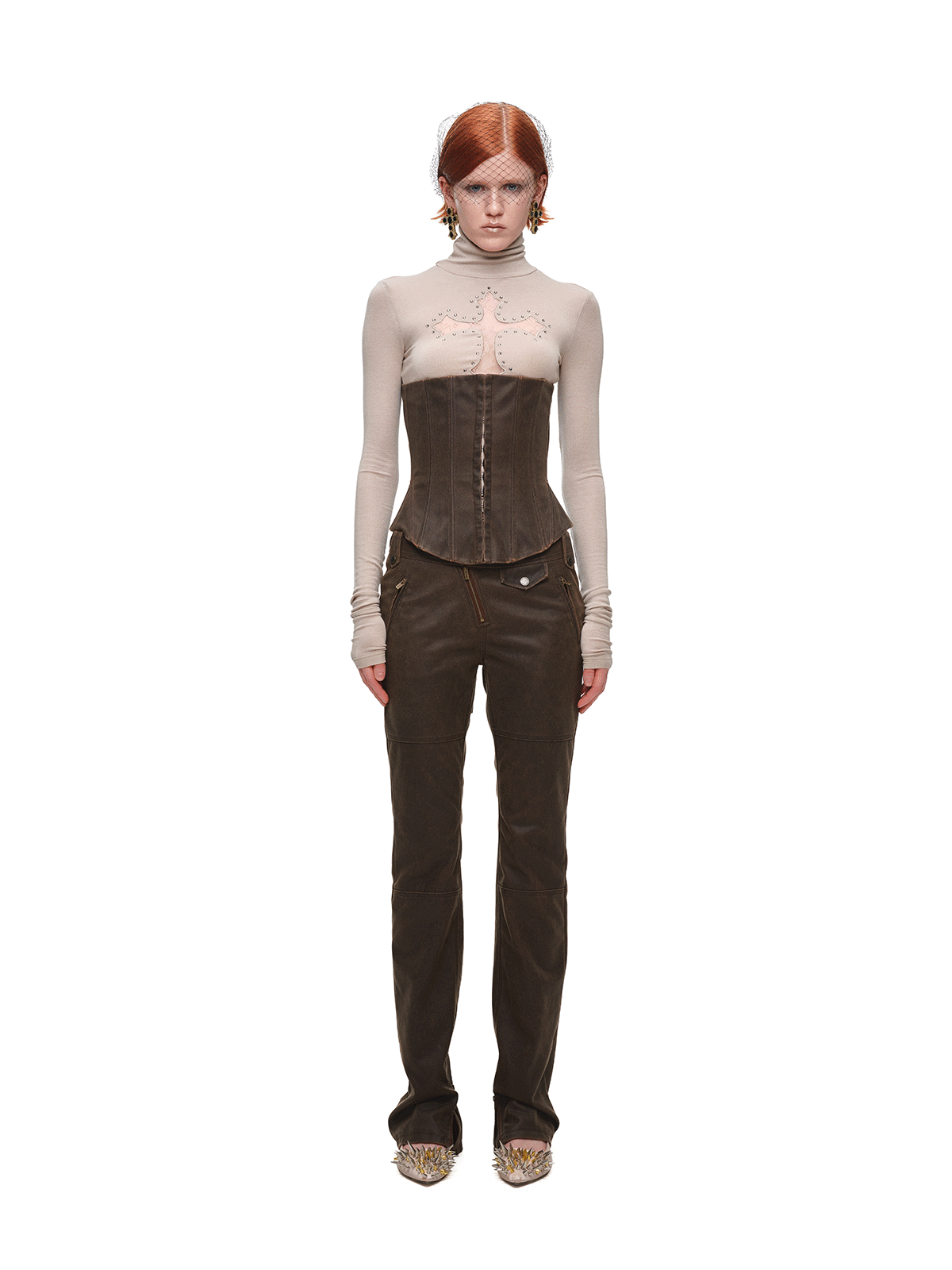IN STOCK ♱ 1JINN LACE CROSS RHINESTONE TURTLENECK - 4colors - Image 24