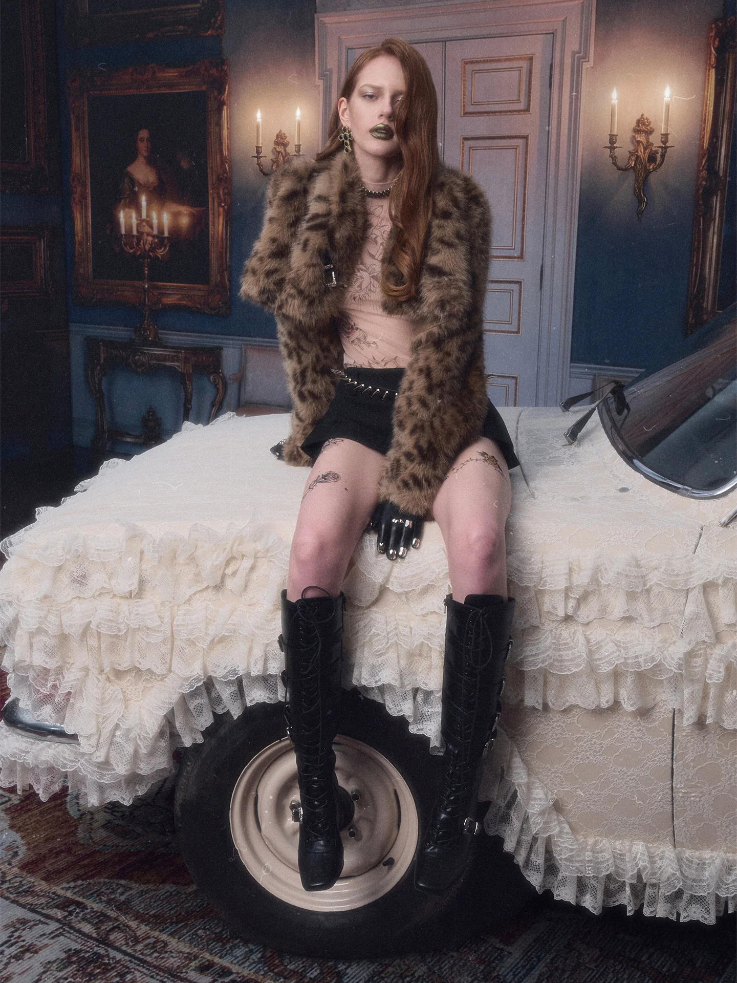 IN STOCK ♱ 1JINN LEOPARD FAUX FUR CROPPED JACKET - 2colors