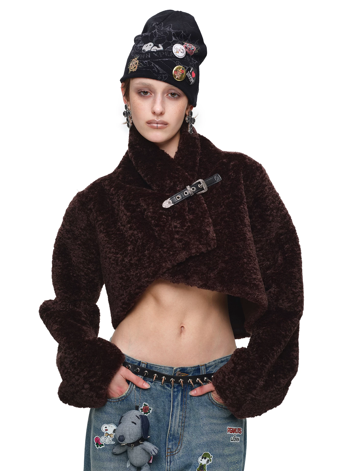 IN STOCK ♱ 1JINN LEOPARD FAUX FUR CROPPED JACKET - 2colors - Image 2