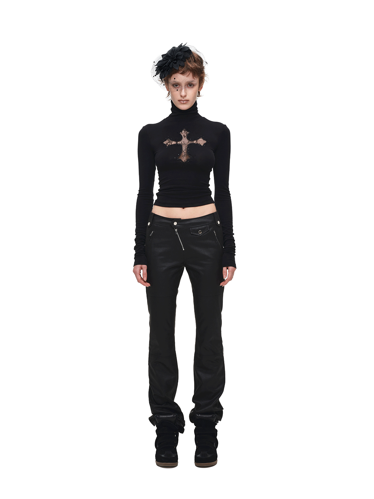 IN STOCK ♱ 1JINN LACE CROSS RHINESTONE TURTLENECK - 4colors - Image 22
