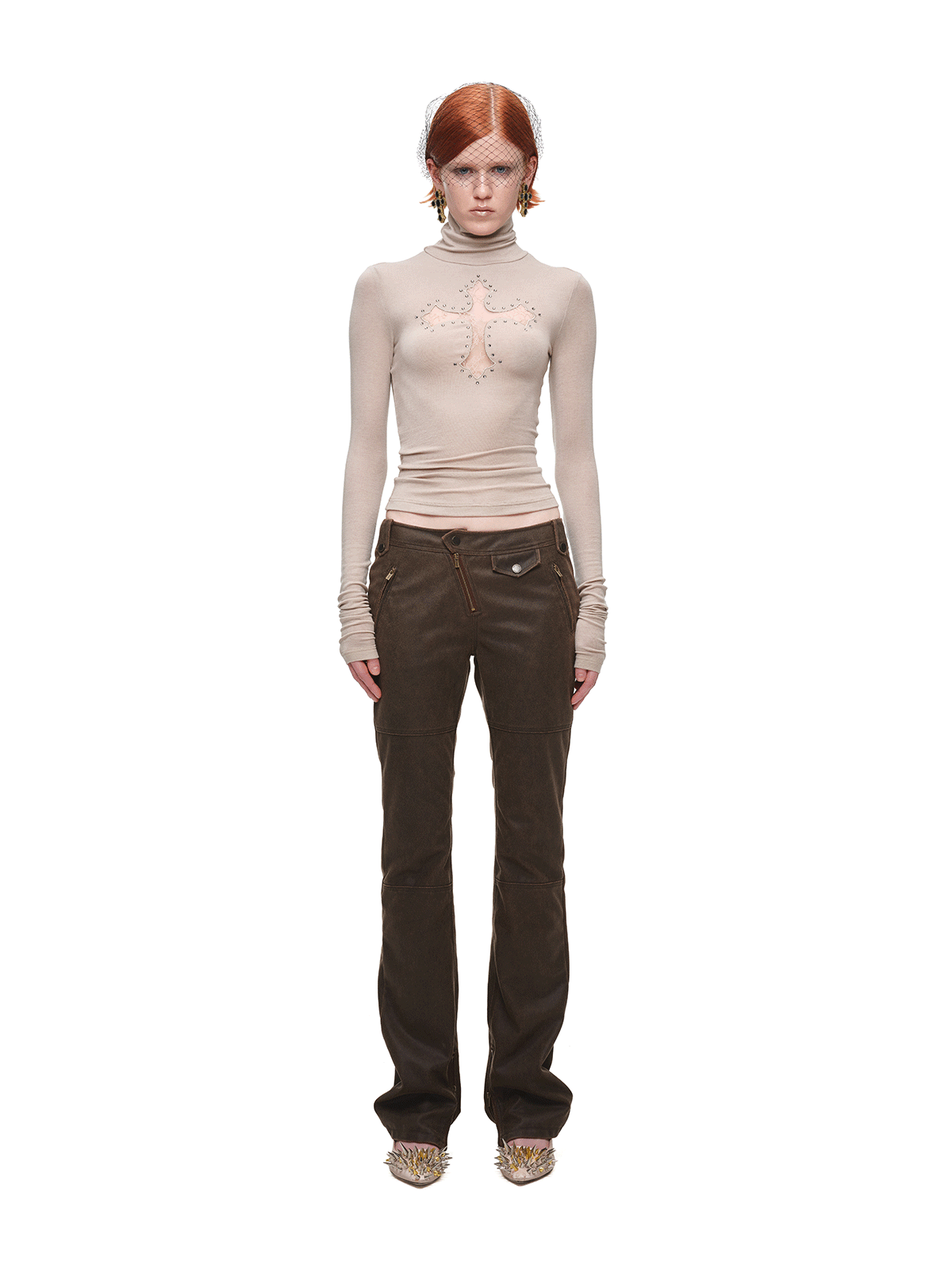 IN STOCK ♱ 1JINN LACE CROSS RHINESTONE TURTLENECK - 4colors - Image 23