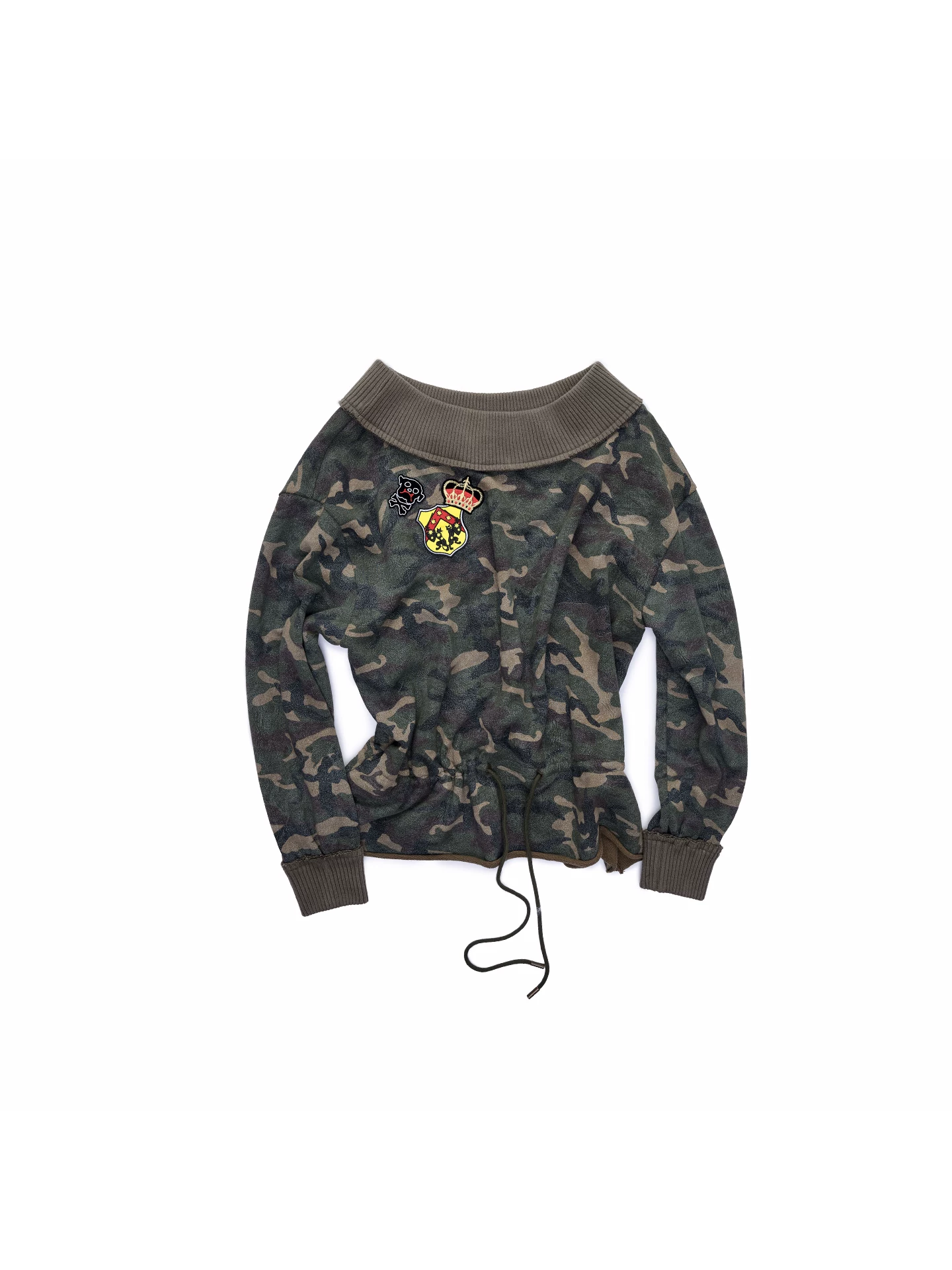 IN STOCK ♱ OFF-SHOULDER CAMO SWEATSHIRT - Image 5