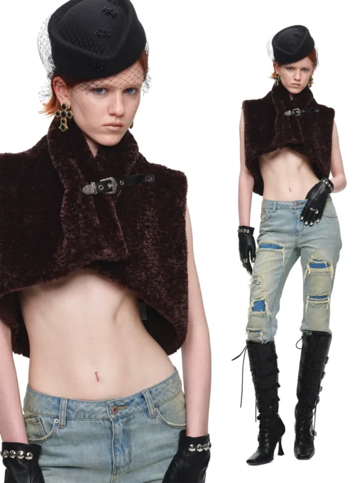 Alternative view of IN STOCK ♱ 1JINN LEOPARD FAUX FUR CROPPED VEST - 2colors