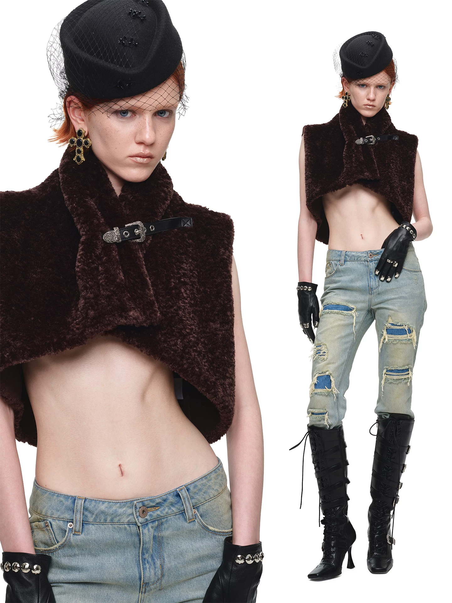 IN STOCK ♱ 1JINN LEOPARD FAUX FUR CROPPED VEST - 2colors - Image 2