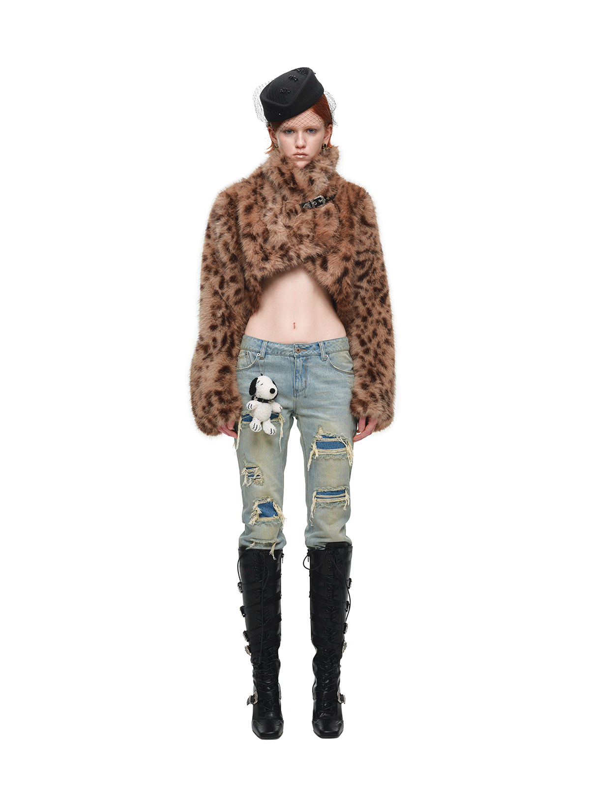 IN STOCK ♱ 1JINN LEOPARD FAUX FUR CROPPED JACKET - 2colors - Image 7