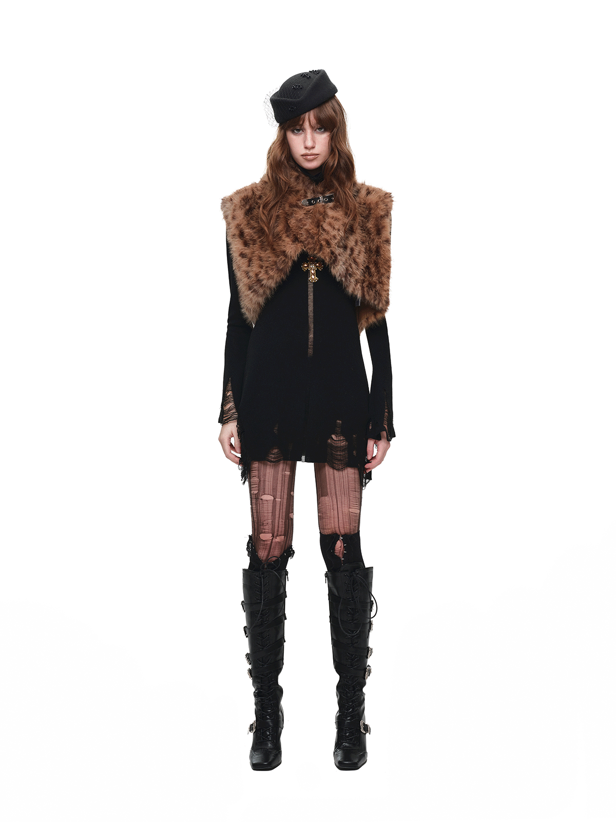 IN STOCK ♱ 1JINN LEOPARD FAUX FUR CROPPED VEST - 2colors - Image 22