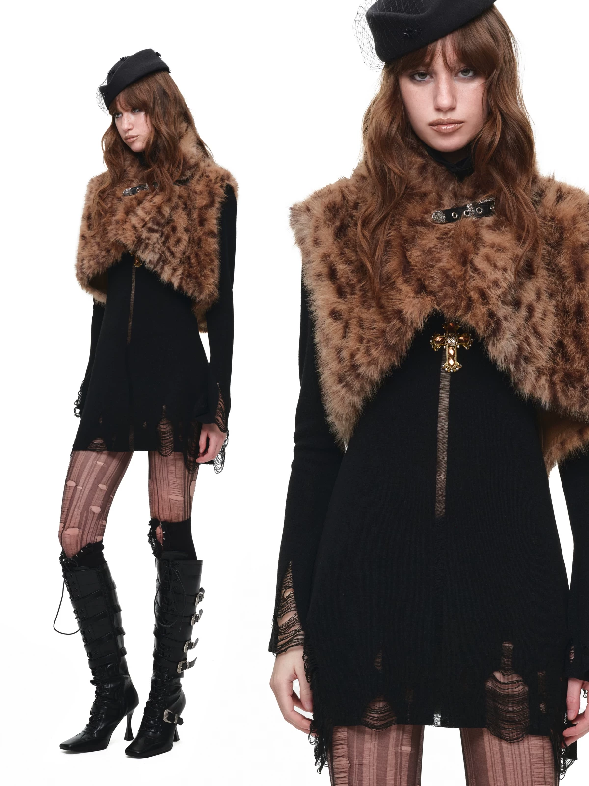 IN STOCK ♱ 1JINN LEOPARD FAUX FUR CROPPED VEST - 2colors - Image 23