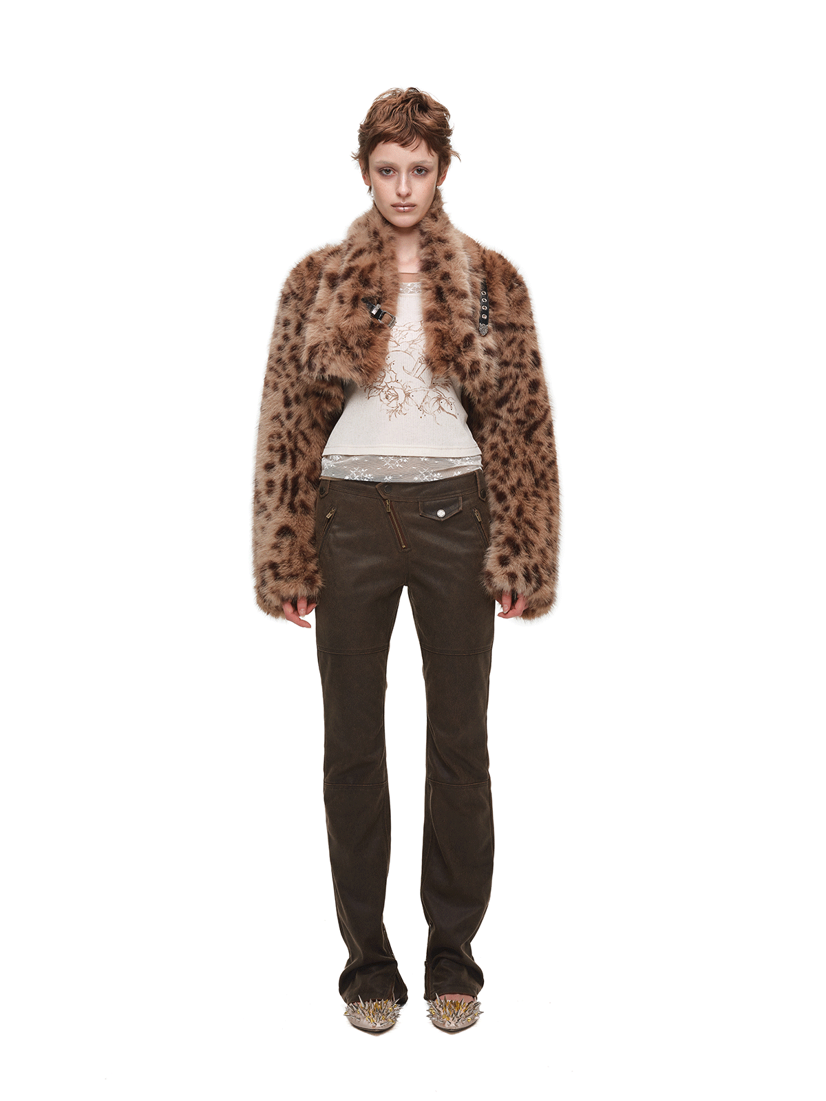 IN STOCK ♱ 1JINN LEOPARD FAUX FUR CROPPED JACKET - 2colors - Image 21
