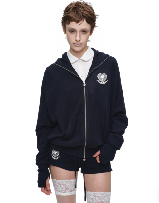 Alternative view of IN STOCK ♱ BUNNY EAR ZIP-UP HOODIE & DRAWSTRING MINI SHORTS SET - 2colors
