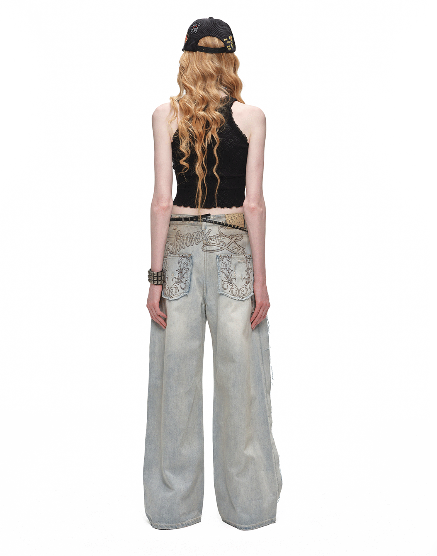 IN STOCK ♱ COMO DISTRESSED MUD-DYED WIDE-LEG JEANS - Image 8