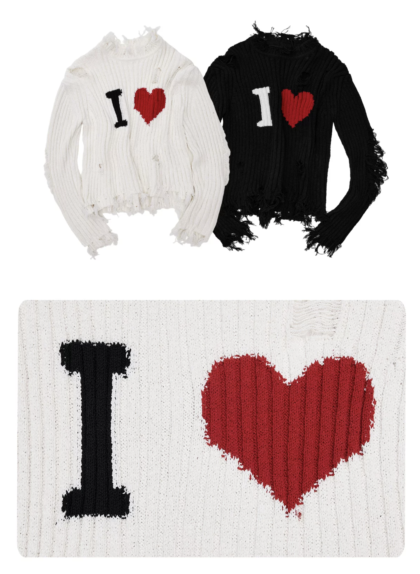 1JINN NASTY REVERSIBLE DISTRESSED SWEATER ♱ 2colors - Image 4