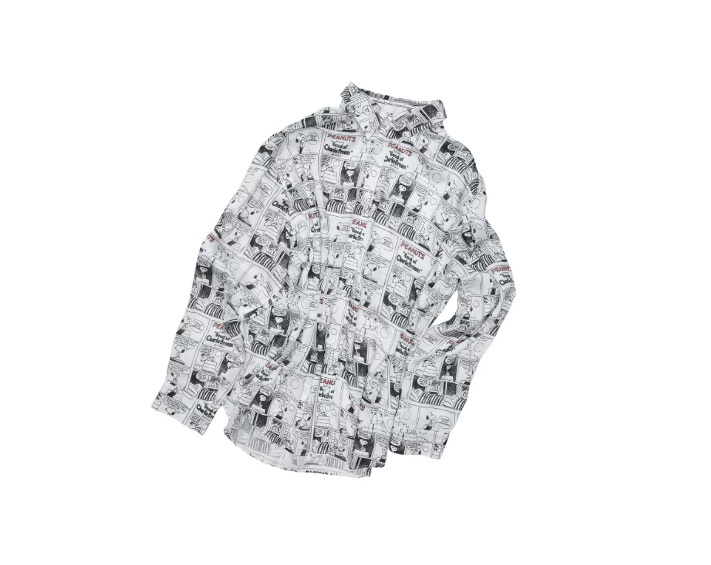 1JINN x SNOOPY ੯‧̀͡⬮ VINTAGE NEWSPRINT SATIN SHIRT - Image 5