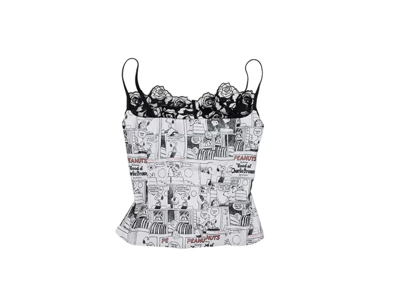 1JINN x SNOOPY ੯‧̀͡⬮ VINTAGE NEWSPRINT BONED LACE BUSTIER - Image 5