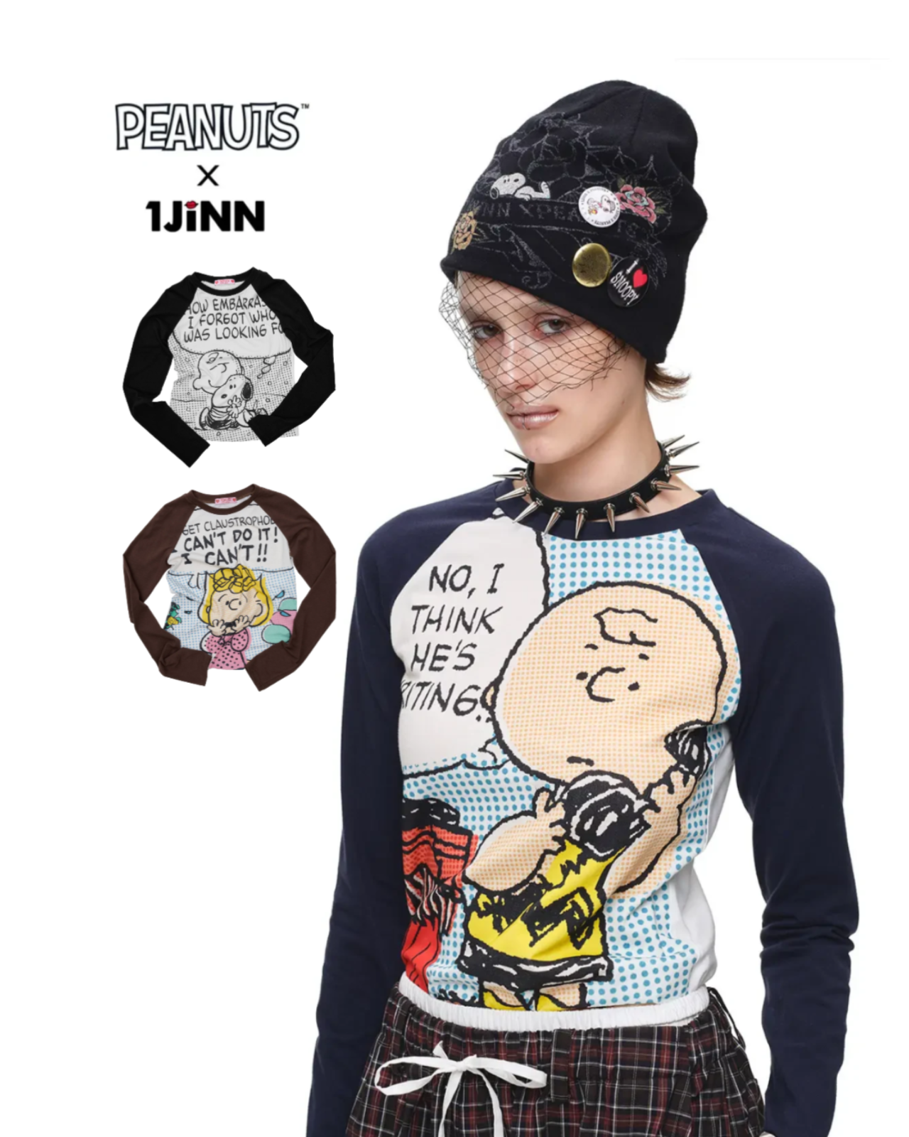 IN STOCK ♱ 1JINN x SNOOPY ੯‧̀͡⬮ PEANUTS COMIC RAGLAN LONG SLEEVE TEE - 3colors